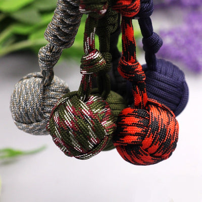Outdoor Paracord Steel Ball Girl Self Protection Paracord Keychain Lanyard Climbing Multifunctional Rope Emergency Survival Tool