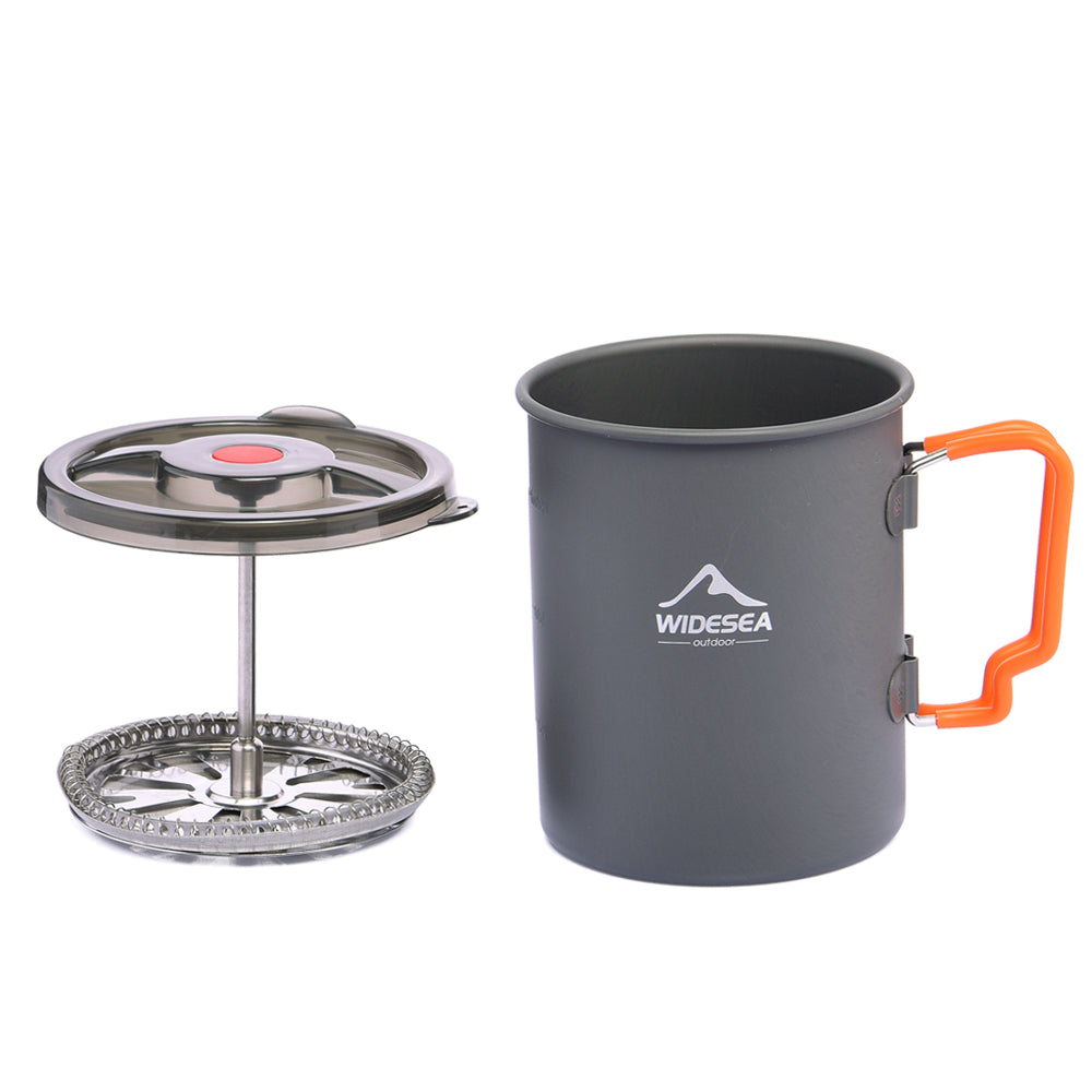 Widesea Camping Coffee Pot with French Press Outdoor Cup Mug Cookware for Hiking Trekking