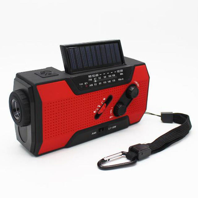 Emergency Solar Hand Crank Portable Radio with NOAA AM/FM LED Flashlight Reading Lamp 2000mAh Power Bank USB Charger SOS Alarm