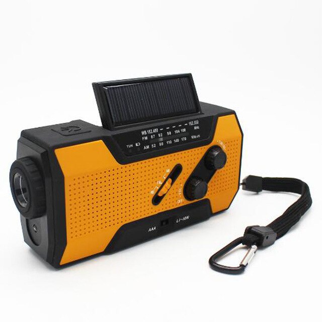 Emergency Solar Hand Crank Portable Radio with NOAA AM/FM LED Flashlight Reading Lamp 2000mAh Power Bank USB Charger SOS Alarm