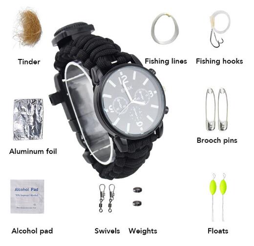 Outdoor Survival watch first aid kit camping equipment multitool men's watch earthquake relief self-denfense survival tool