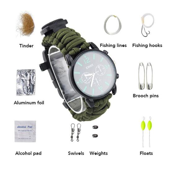 Outdoor Survival watch first aid kit camping equipment multitool men's watch earthquake relief self-denfense survival tool