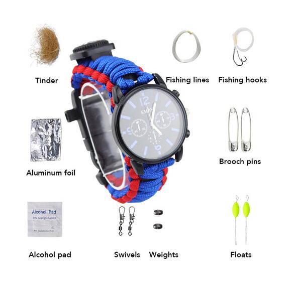 Outdoor Survival watch first aid kit camping equipment multitool men's watch earthquake relief self-denfense survival tool