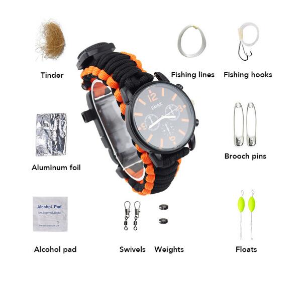 Outdoor Survival watch first aid kit camping equipment multitool men's watch earthquake relief self-denfense survival tool