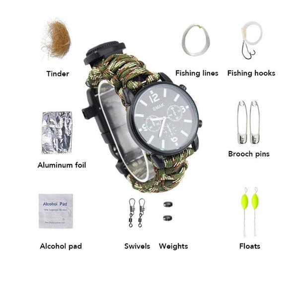 Outdoor Survival watch first aid kit camping equipment multitool men's watch earthquake relief self-denfense survival tool