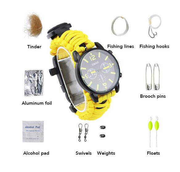 Outdoor Survival watch first aid kit camping equipment multitool men's watch earthquake relief self-denfense survival tool