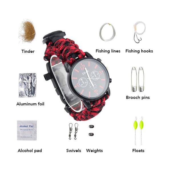 Outdoor Survival watch first aid kit camping equipment multitool men's watch earthquake relief self-denfense survival tool