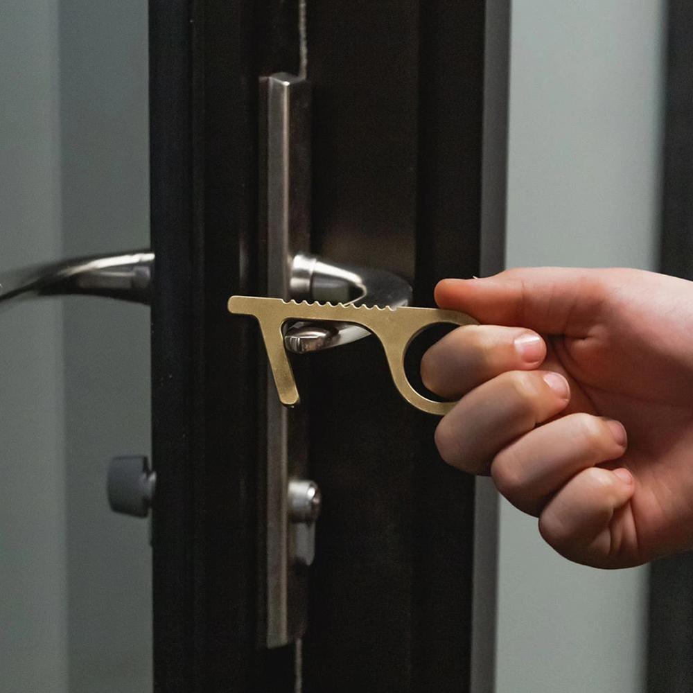 Portable Press Elevator Tool Hygiene Hand Antimicrobial Brass EDC Door Opener Door Handle Key