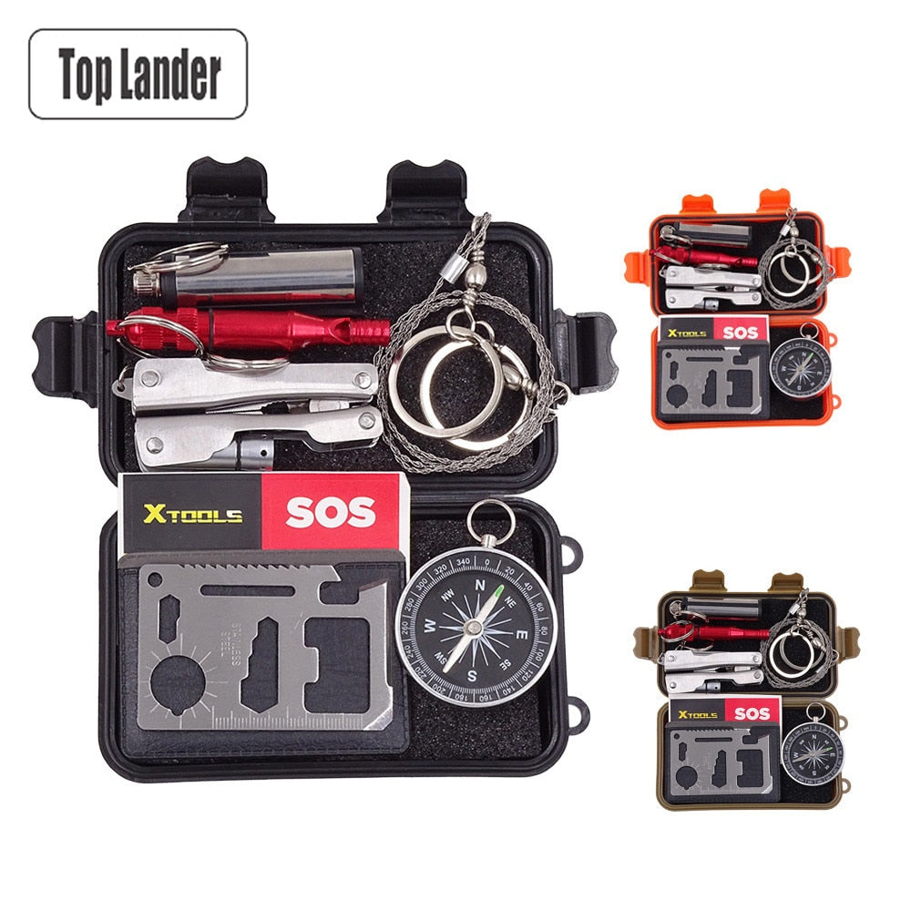 Bushcraft Outdoor Tools Tactical Survival Kit Set SOS Emergency Gear EDC Mini Multi Tool Multitool Gadgets Box Camping Equipment
