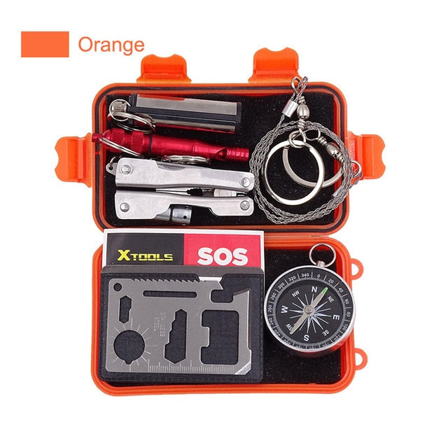 Bushcraft Outdoor Tools Tactical Survival Kit Set SOS Emergency Gear EDC Mini Multi Tool Multitool Gadgets Box Camping Equipment