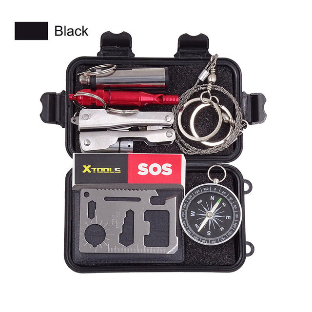 Bushcraft Outdoor Tools Tactical Survival Kit Set SOS Emergency Gear EDC Mini Multi Tool Multitool Gadgets Box Camping Equipment