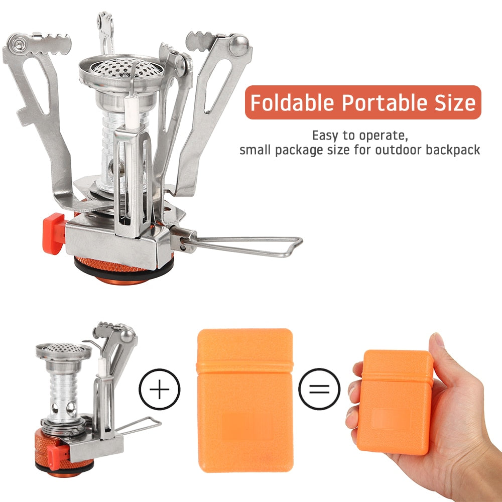 Outdoor Camping Cookware Set Marching Utensils Tableware Cooking Stove Kit Travel Pan Hiking Picnic Camping Tools for 1-2 Person