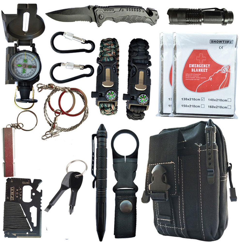 Outdoor Emergency 16 in 1 Survival kit Camping Multifunction First aid SOS EDC Supplies Tactical for Wilderness tool