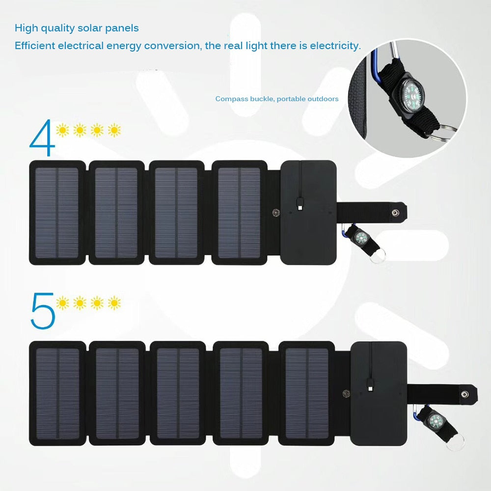 Universal SunPower Folding 10W Foldable Solar Phone Charger 5V 2.1A USB Output Devices Safe Portable Solar Panels For Smartphone