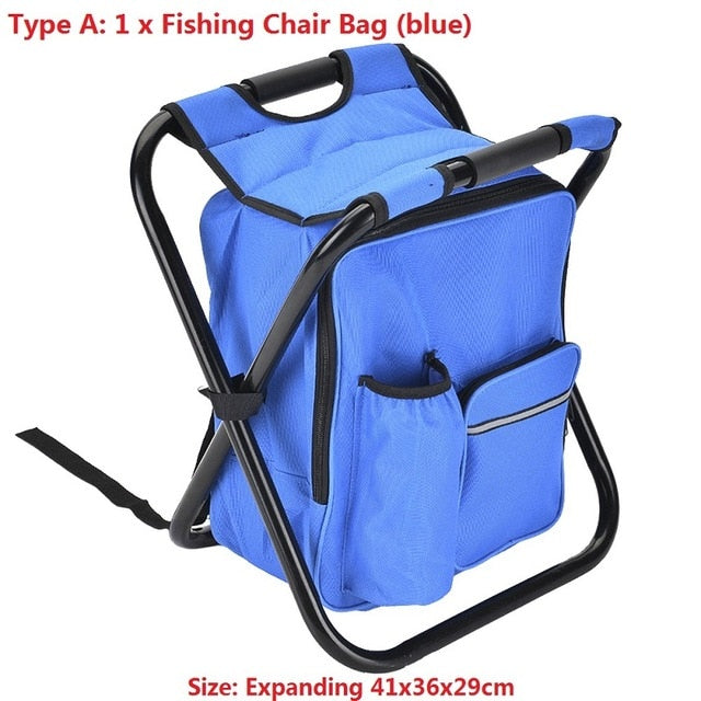 Folding Camping Fishing Chair Stool Portable Backpack Cooler Insulated Picnic Bag Hiking Seat Table Bags Pesca Tackle Mochila