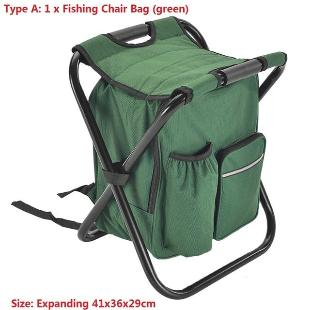 Folding Camping Fishing Chair Stool Portable Backpack Cooler Insulated Picnic Bag Hiking Seat Table Bags Pesca Tackle Mochila