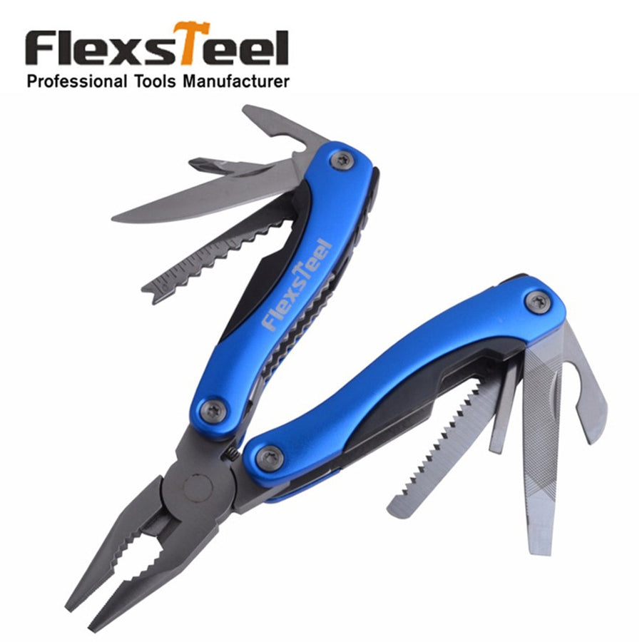 Flexsteel 12 In 1 Big Size Outdoor Multitool Pliers for Survival Multifunctional Pocket Pliers Serrated Knife Jaw Set Hand Tools
