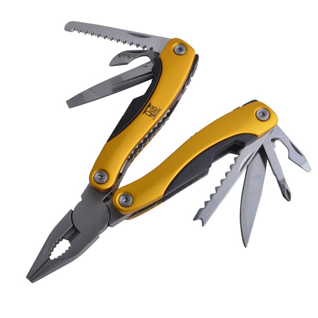 Flexsteel 12 In 1 Big Size Outdoor Multitool Pliers for Survival Multifunctional Pocket Pliers Serrated Knife Jaw Set Hand Tools